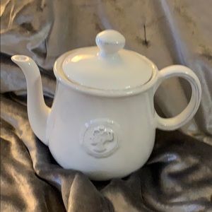 Pottery Barn White Cameo Teapot